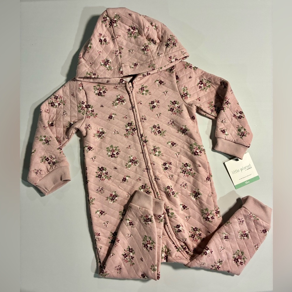 Little Planet Pink Floral One Piece with Hood